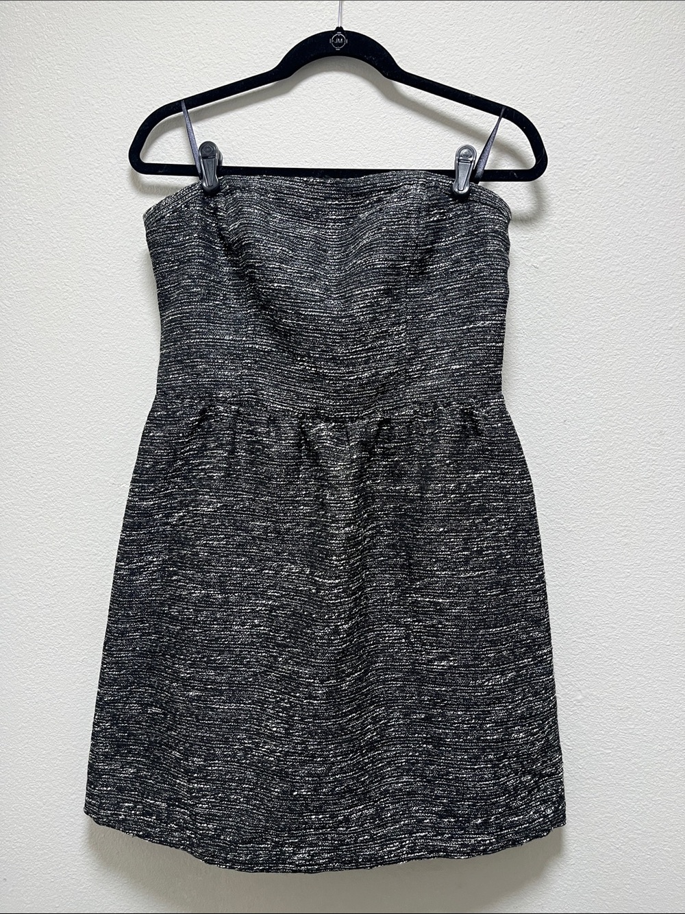 GAP Black & White Tweed Strapless Fit-and-Flare Dress